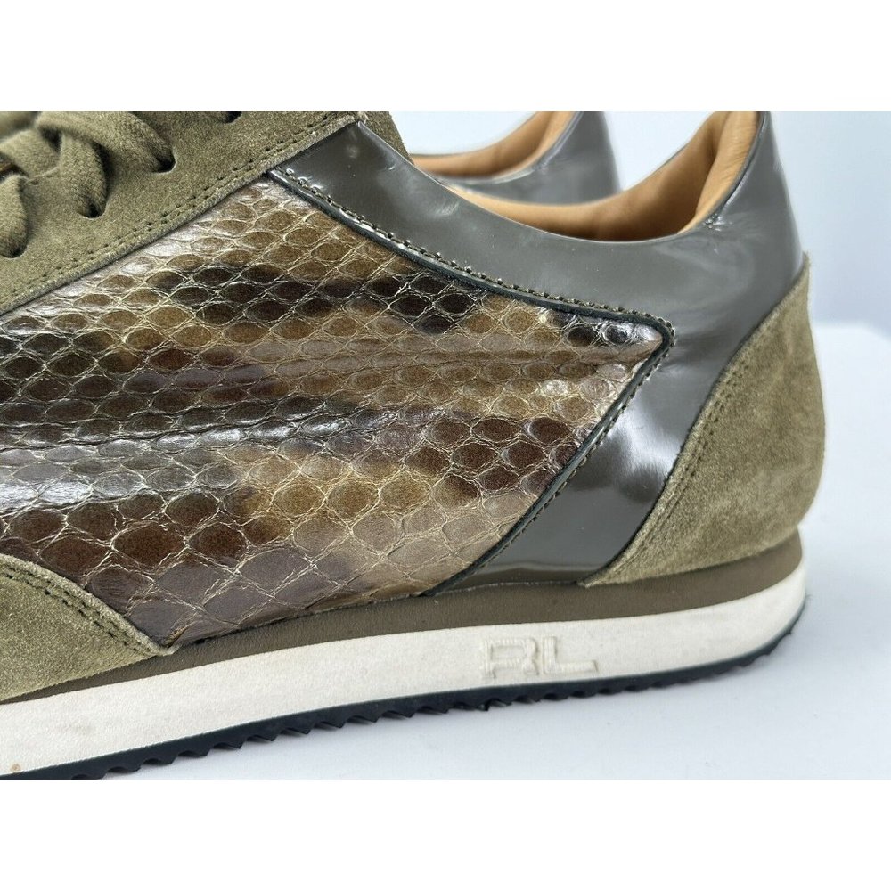 Ralph Lauren Purple label suede & Snakeskin Sneakers Made Italy 10.5-narrow - Picture 7 of 14